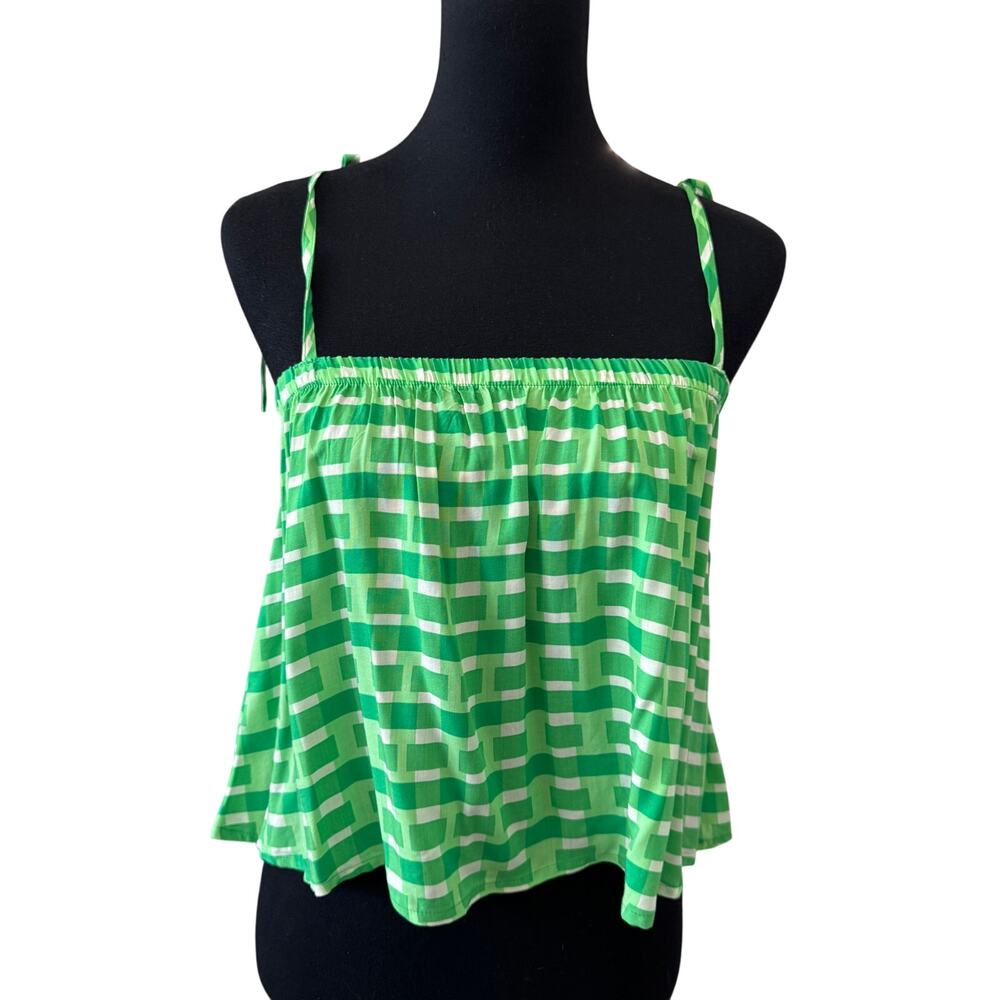 New ABOUND NORDSTROM Women's Green Square Neck Tie Shoulder Strap Top Size S
